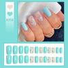 Wear Nails Fresh Green Love Diamond European And American Ins Style Fake Nails Short Manicure Stickers