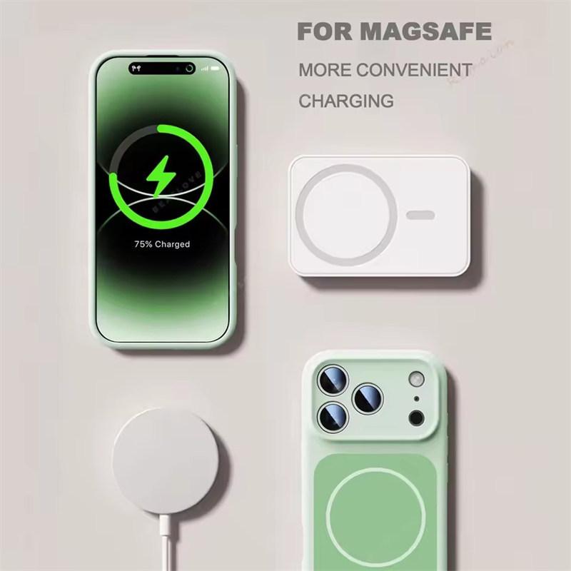 Магнитный чехол для телефона с ремешком на запястье для iPhone 17 Air 14 15 16 13 Pro Max Magsafe Жидкий ремешок Защитная крышка