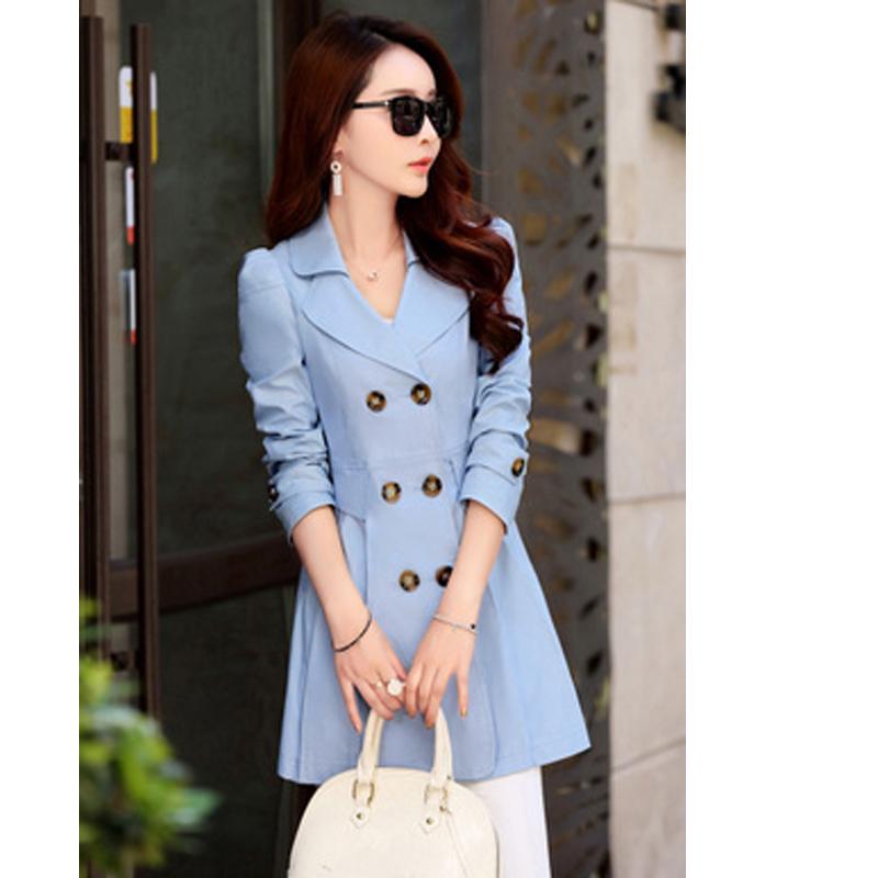 Autumn Women's Double Snap Women Slim Thin Large Yard Long Classic Windbreaker Coat Jacket Women's