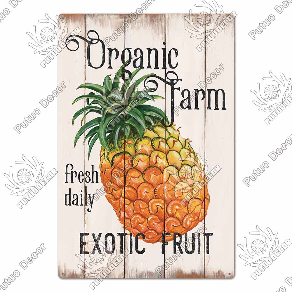 Putuo Decor Фрукты Винтажная Жестяная Табличка Металлическая Пластина Ретро Настенное Искусство Декор Гостиная Ферма Сад Кухня Железная Роспись