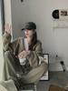 Influencer Women's Tracksuit Set: Loose Korean-Style Zipper Hoodie & Joggers for Autumn/Spring Casual Fashion