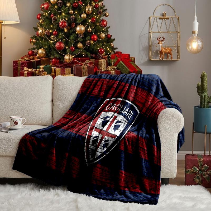 Cagliari Football Club Crest Throws Blanket Flannel Blankets Plush for Couch Bed Gifts for Men Women Travel picnic blanket Christmas fan gifts