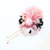 Osaka Choseido Flower Hair Cute and Chirimen Fabric Hair Ornament with Mizuhiki Elastic Band Blossom Design X Clip, Large, Secure, (Cherry (Navy