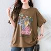Dimanaf 2025 Summer Plus Size Printing Women T-Shirts Pattern O-Neck Short Sleeve Tops Tees Loose Shirt