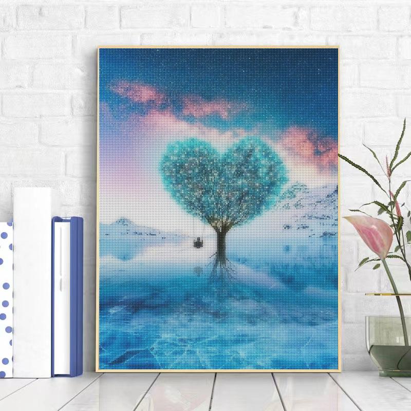 5D Алмазная картина «Синее дерево», полная круглая вышивка, пейзажная мозаика, вышивка крестом, подарок ручной работы 30x40 см