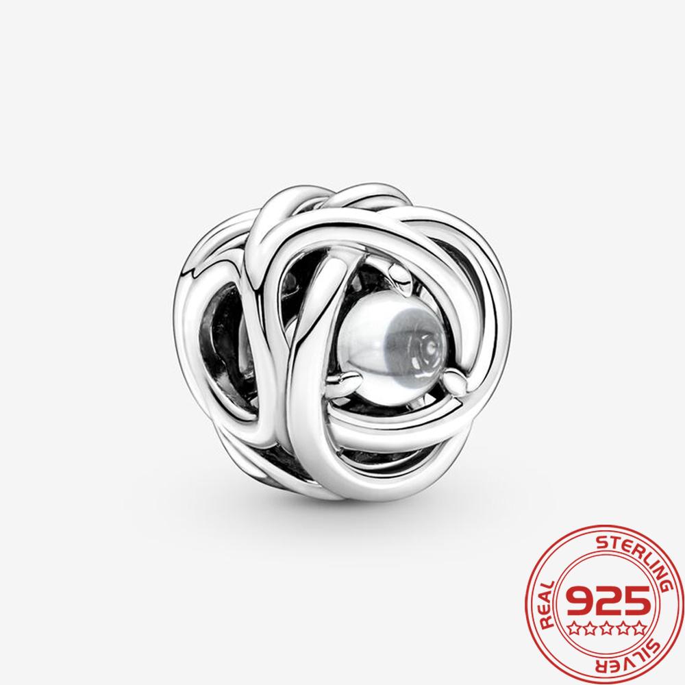 New S925 Silver Charm May Green Birthstone Eternity Circle Charm Fit Fashion 3mm Bracelet DIY Girl Necklace Pendant Gift