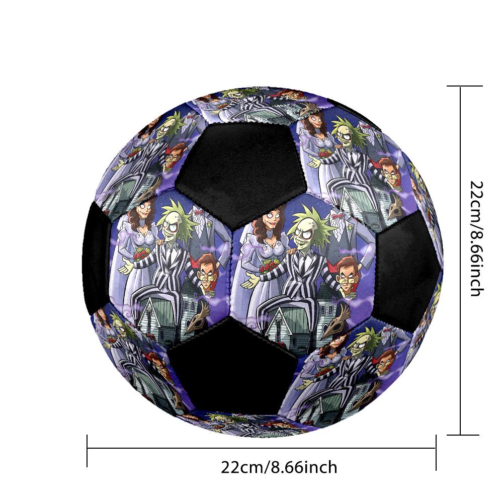 Beetlejuice2 Soccer Ball Colorful All Ages Machine Stitched PVC Competition Ready Durable High-Bounce.SIZE5