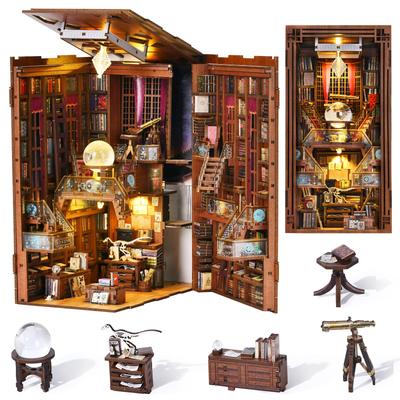 Набор для самостоятельной сборки кукольного домика MiniCity DIY BookNook Kit, миниатюрный домик BookNook, подходит для коллекционирования и подарка на день рождения, со светодиодной подсветкой - - - - Для начинающих.