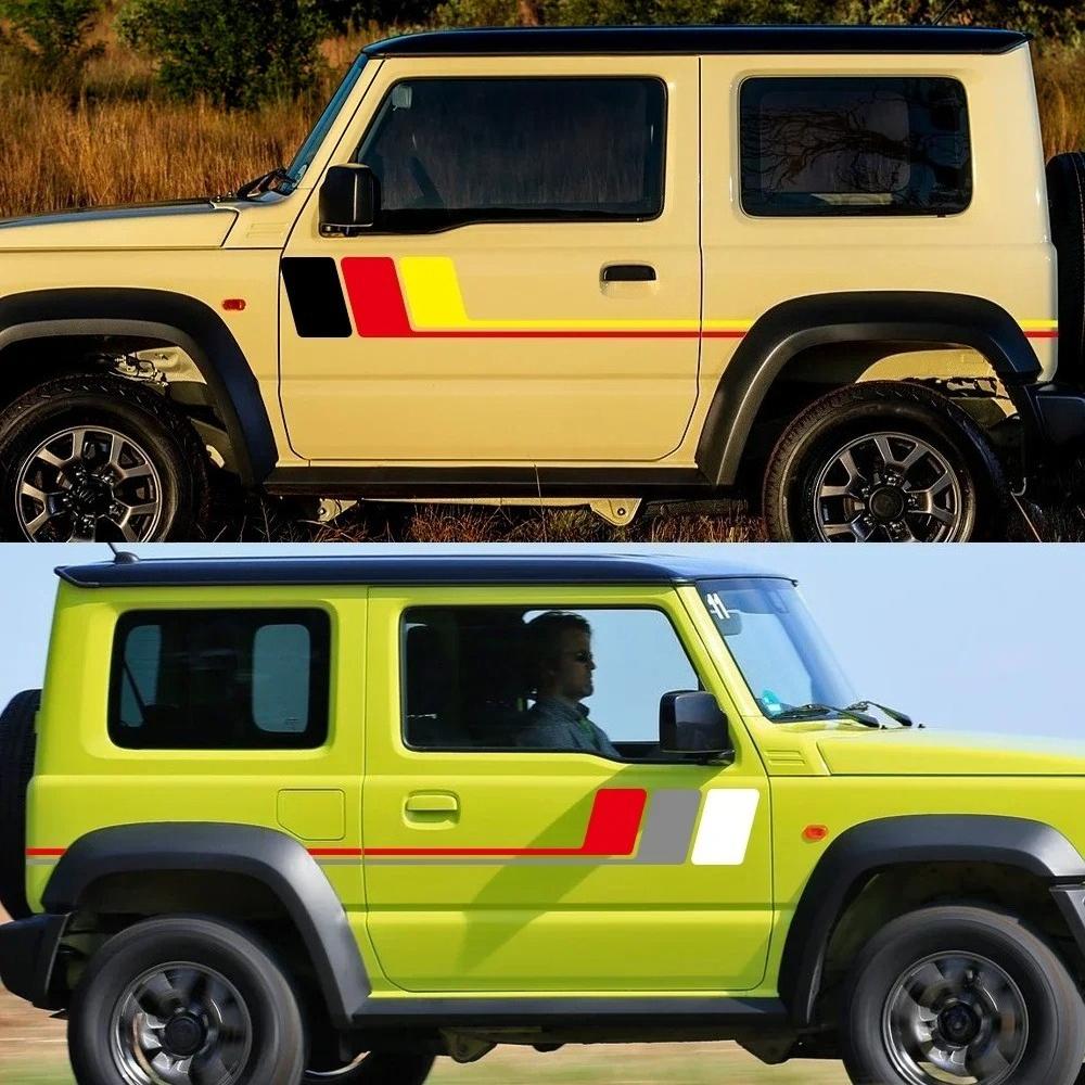 2 шт. Наклейки на пороги боковые двери автомобиля для Suzuki Jimny AT MT JTW Спортивные гоночные полосы Виниловые наклейки Самоклеящиеся Авто Декор Сделай сам