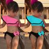 0-3 Years Summer Baby Girls Swimsuit Two Piece Child Swimwear Ruffles Bow Water Sports Bikini Shoulder Beach Bathing Wear