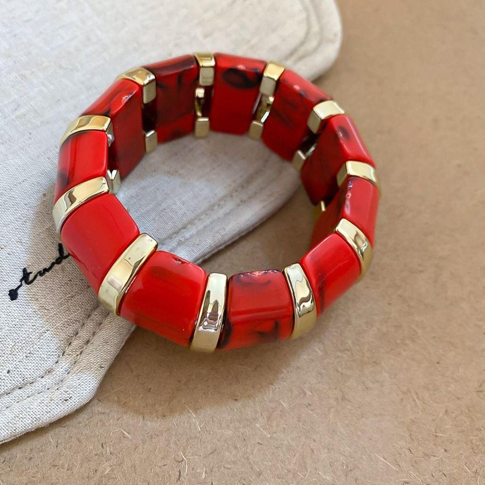 Resin Elastic Bracelet Europe American Style Exaggerated Bracelet Creative Acrylic Bangle Gift