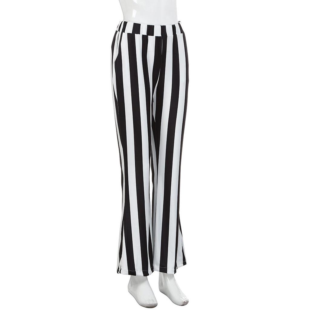 Women's Fashion Stripe Flare Pants With Pockets Casual Pants Yoga Dance Pants