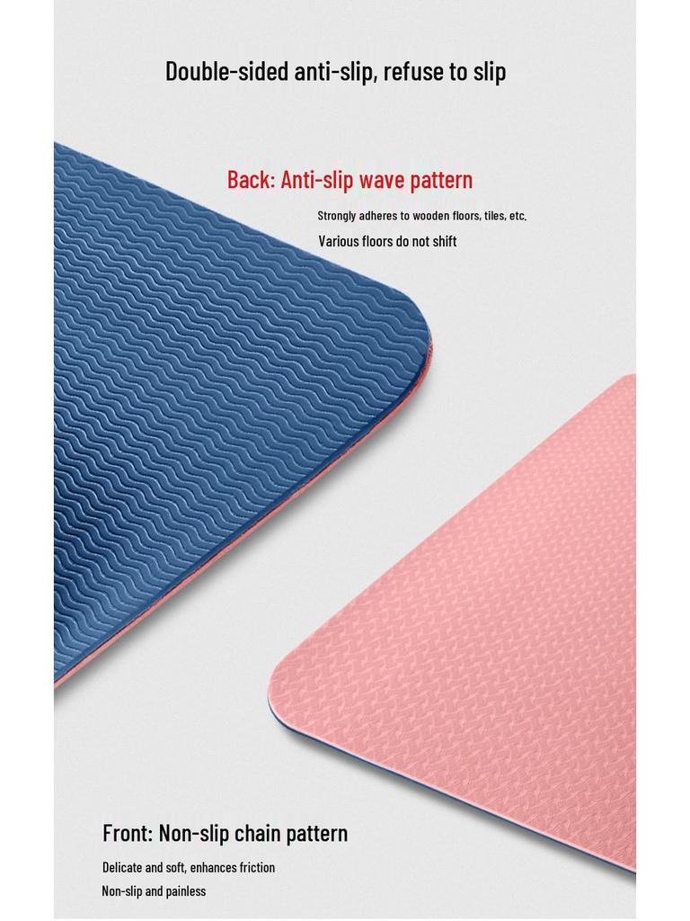 High-End Non-Slip TPE Yoga Mat with Body Alignment Lines for Men & Women Fitness Training, Dual-Color Design, Ideal for Home Use.