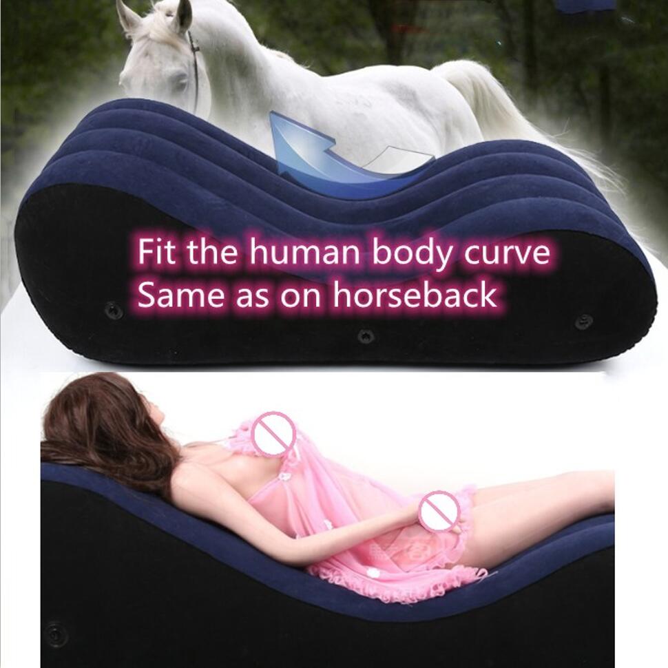 VaHppy Надувные диваны-кровати в форме S "Секс на лошадях" Индивидуальные подушки безопасности Вибрирующие волнообразные 150*61*50 см Наручники в комплекте