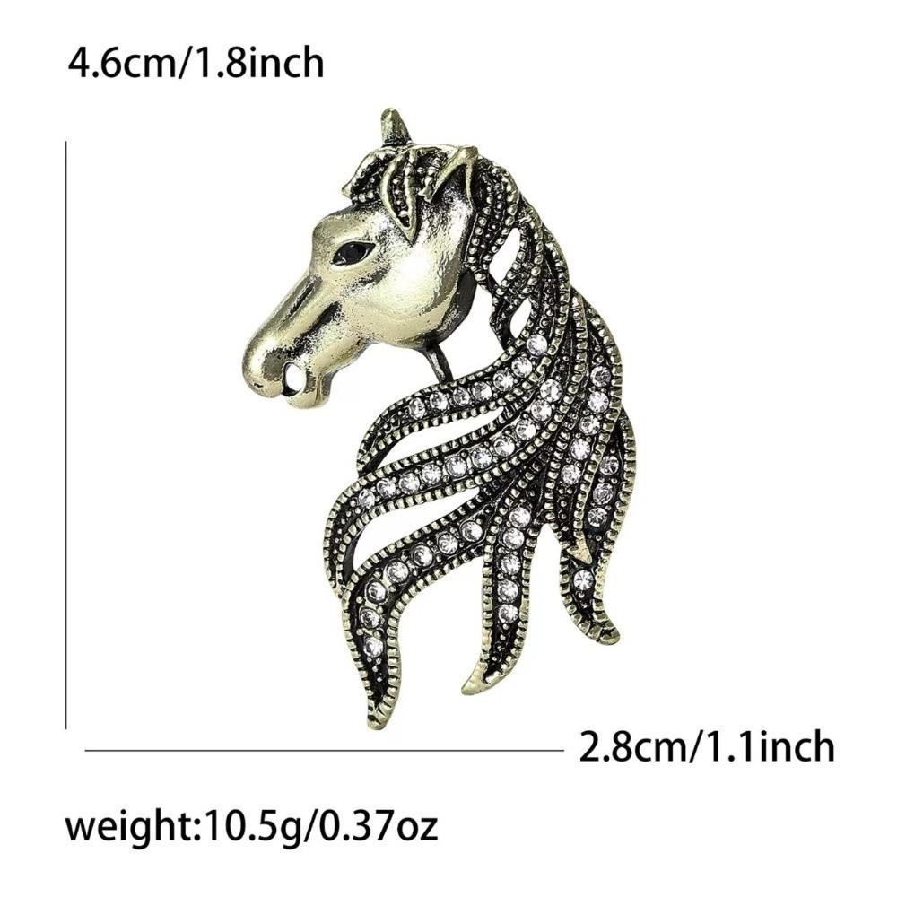 Luxury Rhinestone Horse Head Brooches Jewelry Accessories Suit Coat Brooch  Casual Party