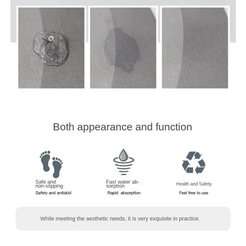 Нескользящий коврик для ванной Диатомитовый коврик с резиновой подкладкой Мягкий Супервпитывающий коврик для ванной Коврик для ног для прихожей Душа Туалета