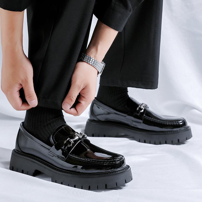 Мужские повседневные кожаные туфли на толстой подошве для офиса, отдыха, бизнеса, мужская брендовая официальная обувь, свадебные туфли-лоферы без застежек