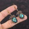 Медные синие бирюзовые серьги Серьги из медной проволоки Серьги из настоящего драгоценного камня Медные украшения Серьги ручной работы Ювелирные изделия из проволочной обмотки для подарка