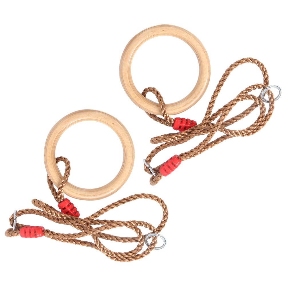 Набор из 2 шт. Фитнес Деревянное гимнастическое кольцо с веревкой Детские спортивные деревянные кольца для качелей