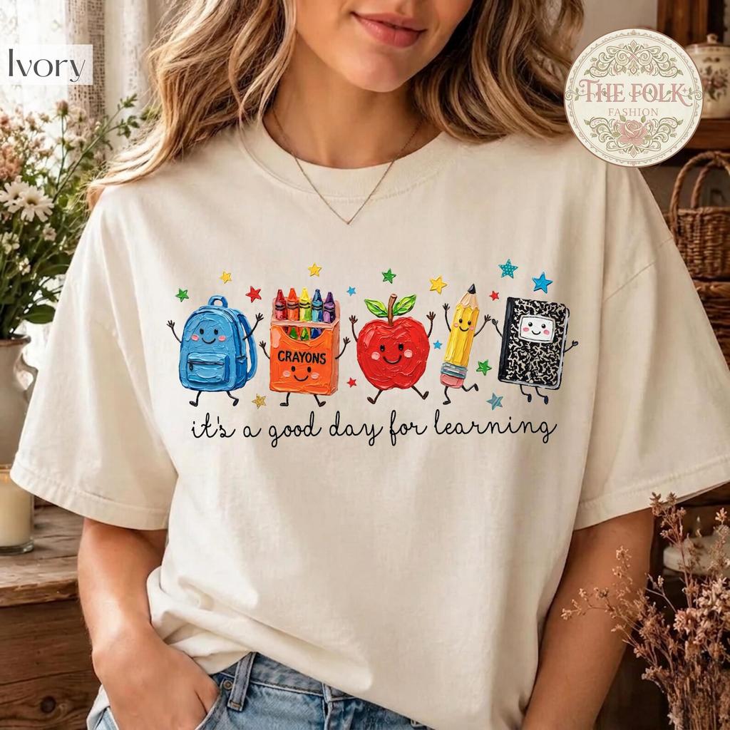 Back to School Tee, Good Day for Learning T-shirt, School Supplies Shirt, Preschool Teacher Tee, Elementary Teacher Shirt, Back To School