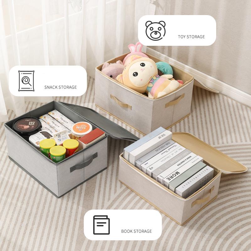 Складной нетканый ящик для хранения в полоску, складной, с ручкой для переноски, органайзер для одежды, молестойкий, влагостойкий, большой вместимости, экономящий место