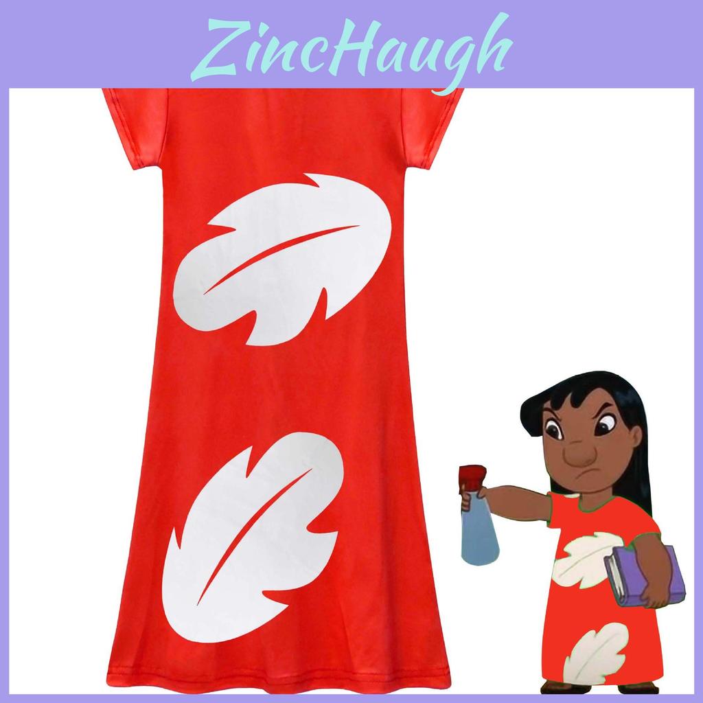 Lilo And Stitch Girl Dress With Polyester Fabric And Abstract Print For Spring Autumn Playtime