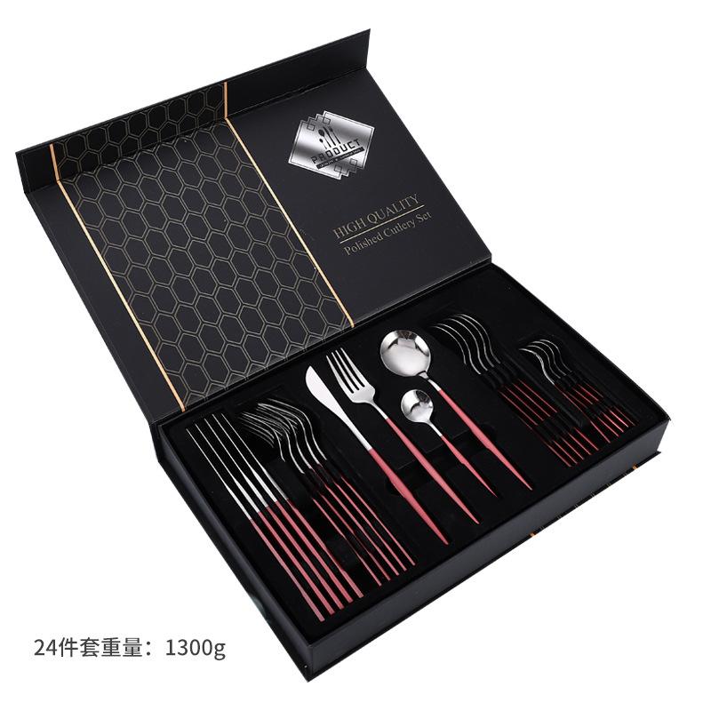 Stainless Steel Tableware Knives, Forks and Spoons 24-piece Set Western Tableware Steak Knife Gift Box Set