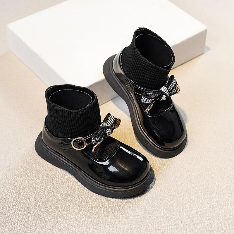 Короткие ботинки для девочек, новая коллекция осень/зима, детские ботинки Martin, стильные носки для девочек, кожаные ботинки принцессы