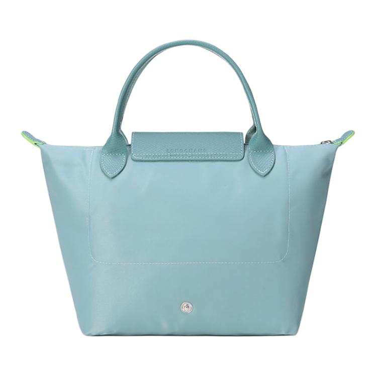 Longchamp Сумка-тоут Le Pliage Green из переработанного холста с кожаными ручками, маленькая, женская, озерно-синяя