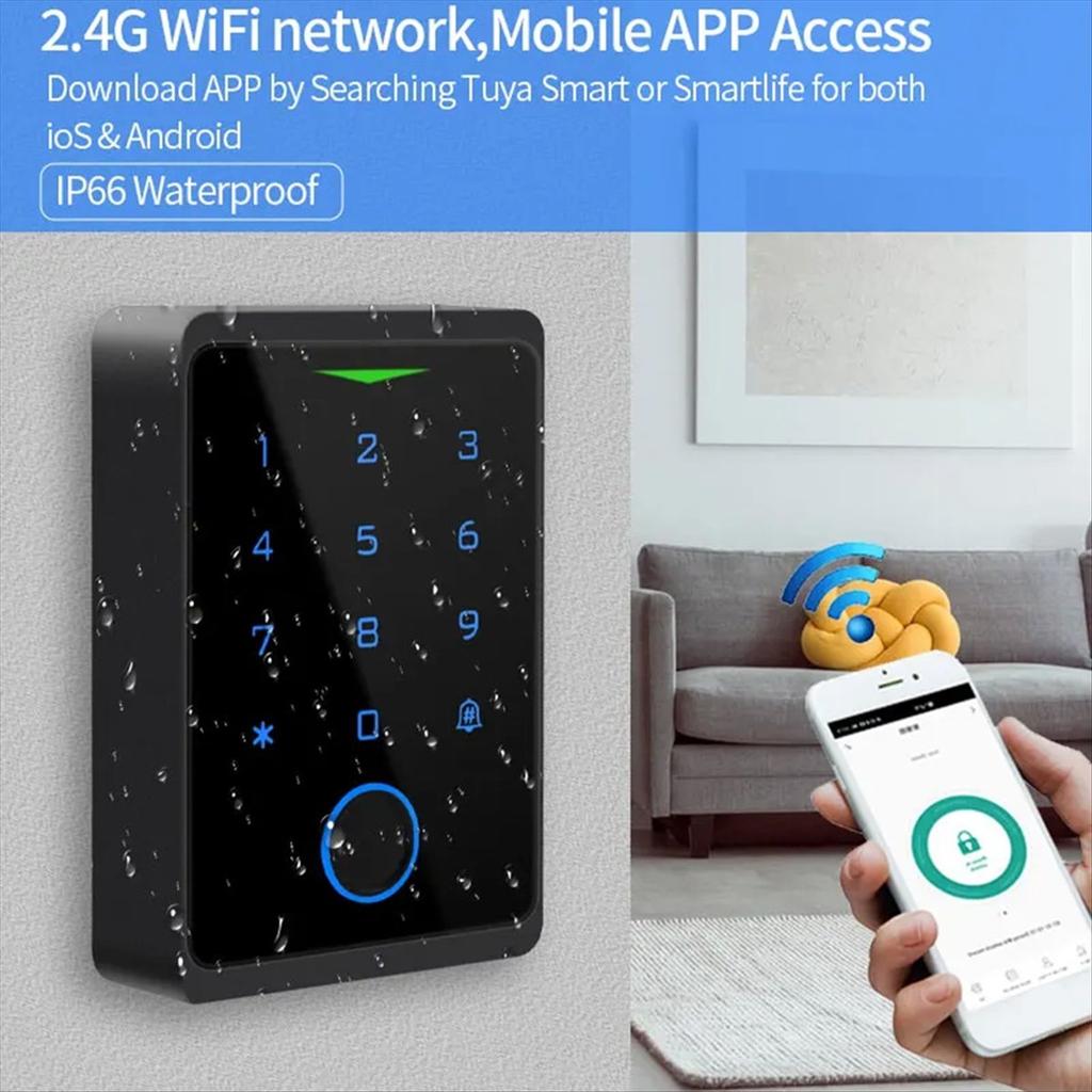 2025 Новый Замок на Дверь Tuya APP IP66 Водонепроницаемый Бесключевой Биометрический WIFI Контроль Доступа Автономный Клавиатура Отпечаток Пальца RFID