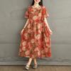 2025 Женское Платье Большого Размера Весна Лето Повседневное Цветочное Платье Базовое Винтажное Свободное Длинное Платье Макси