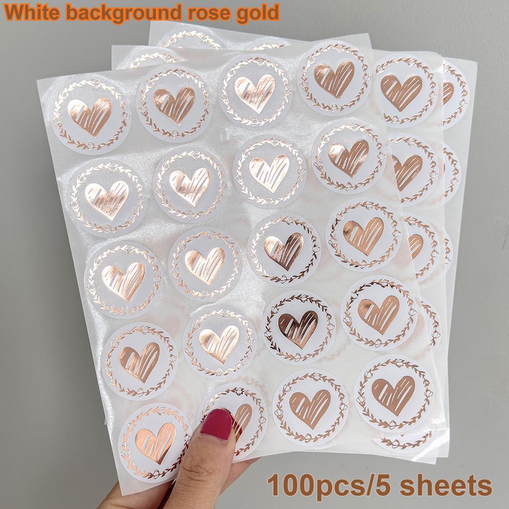 100pcs/5 Sheets Valentine's Day Heart-Shaped Adhesive Stickers - Elegant Self-Stick Seals for Wedding Invitations,Gift Wrapping