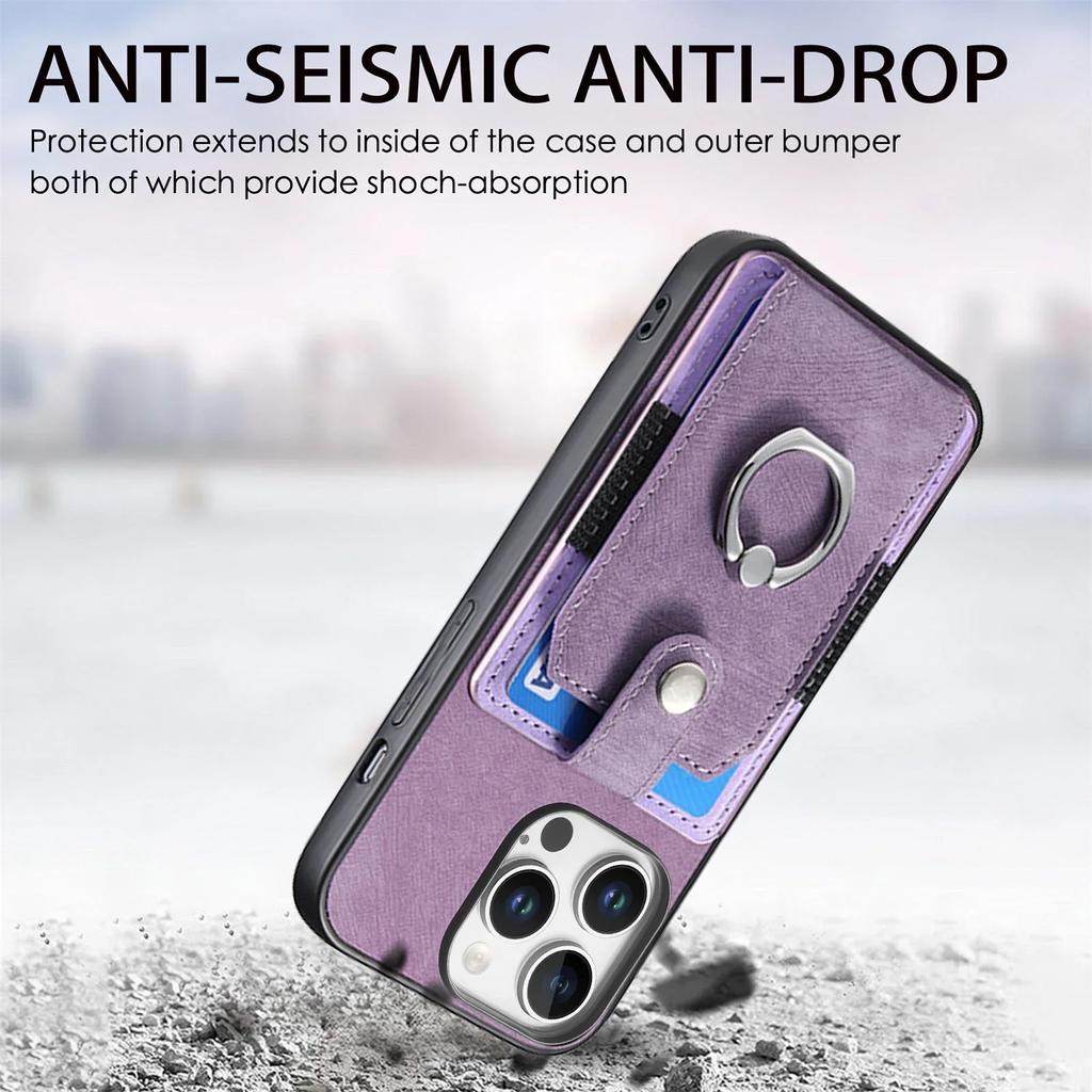 Кольцо-кошелек с держателем для карт, кожаный чехол-подставка для iPhone 16 15 Pro Max Plus SE 2025