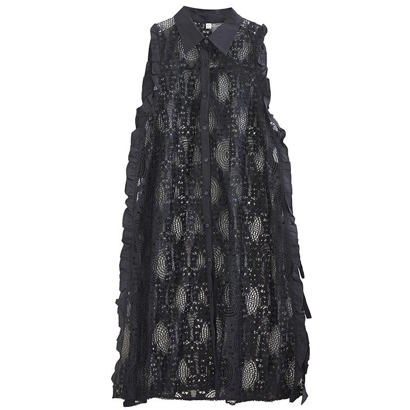 Кружево без рукавов плюс размер кружево цветочные новинка в платьях для женщин повседневное свободное длинное летнее платье