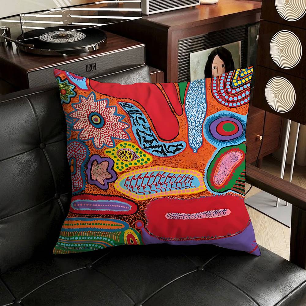 YYayoi Art KKusama Pillow Case Square DoubleSided Printing Short Plush Sofa Cushion Cover Bedroom Bedside Pillow