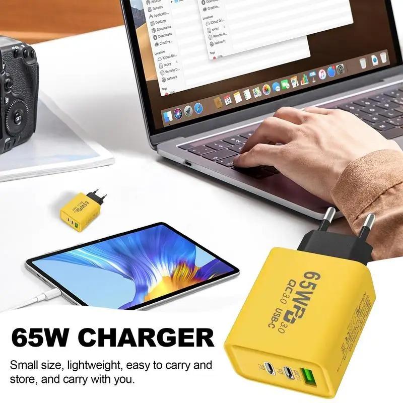 Зарядное устройство PD 65 Вт USB C, 3 порта, быстрая зарядка, зарядное устройство типа C, адаптер для телефона для Iphone 15, 14, 13, 12, Xiaomi, Huawei, Samsung