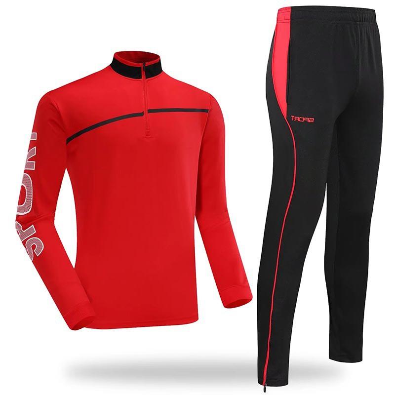 Long Sleeve Soccer Training Kit Set Unisex Kids Adult Winter Lightweight Printed Half-Zip Football Uniform