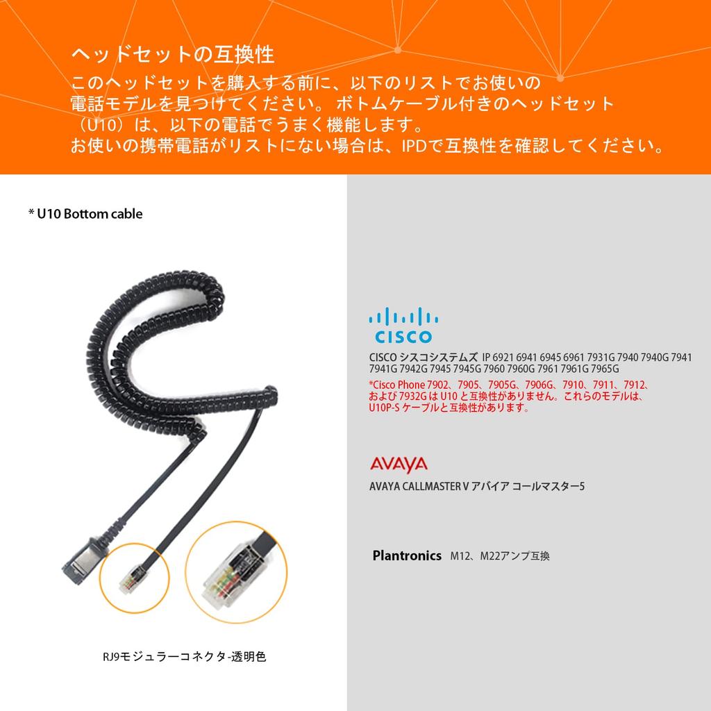 IPD Duo Наушники с шумоподавлением, проводная гарнитура для настольного телефона с кабелем U10 и разъемом RJ9, совместимая с телефонами Cisco IP и серии 7900 и Avaya Call