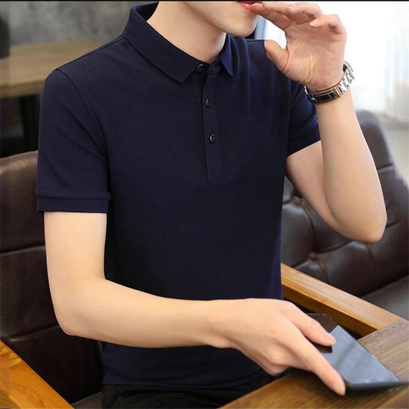 2025 Summer Short-sleeved Men's Business Light Luxury Breathable Solid Thin Lapel POLO Shirt Business Casual Shirt