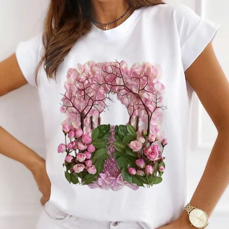 Summer Plus Size Women's Top with Letter Print Retro Pure Cotton Short Sleeved T-Shirts Women’s