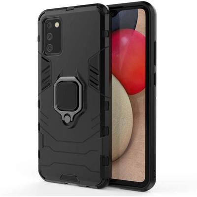 Чехол для Samsung Galaxy A02s - Ударопрочный - Черный - Вращающееся кольцо - PC + TPU - Смешанный