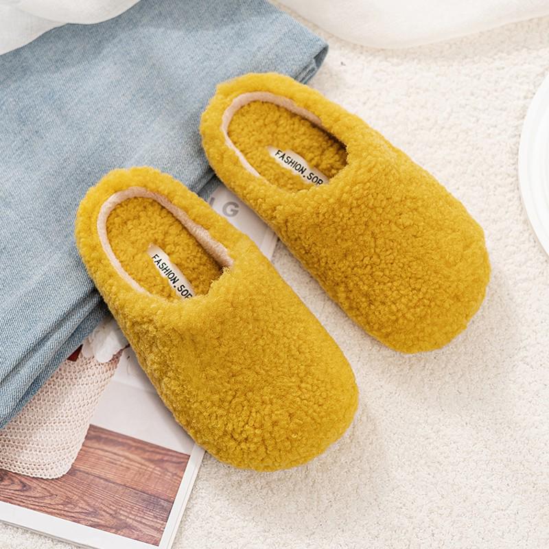 Зима 2025 Уличные Женские Плюшевые Меховые Шлепанцы Корейского Стиля с Закрытым Носком