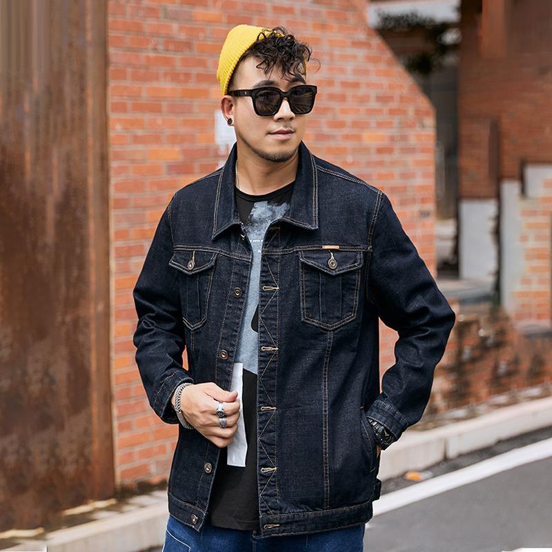 Мужские джинсовые куртки Мужские свободные простые однотонные джинсовые куртки