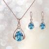 1 Set Women Necklace Earrings Geometric Jewelry Gift Faux Crystal Trend Lady Water Drop Pendant Necklace Earrings for Party