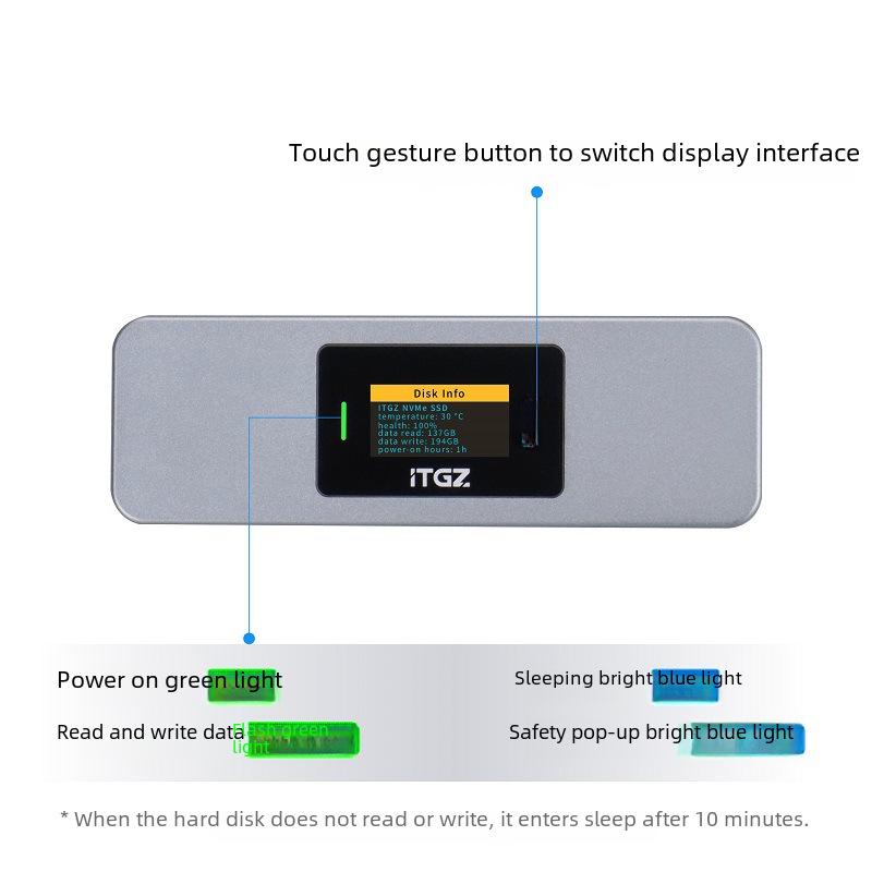 Дисплей ITGZ M2: Интеллектуальный корпус жесткого диска NVME с корпусом из алюминиевого сплава