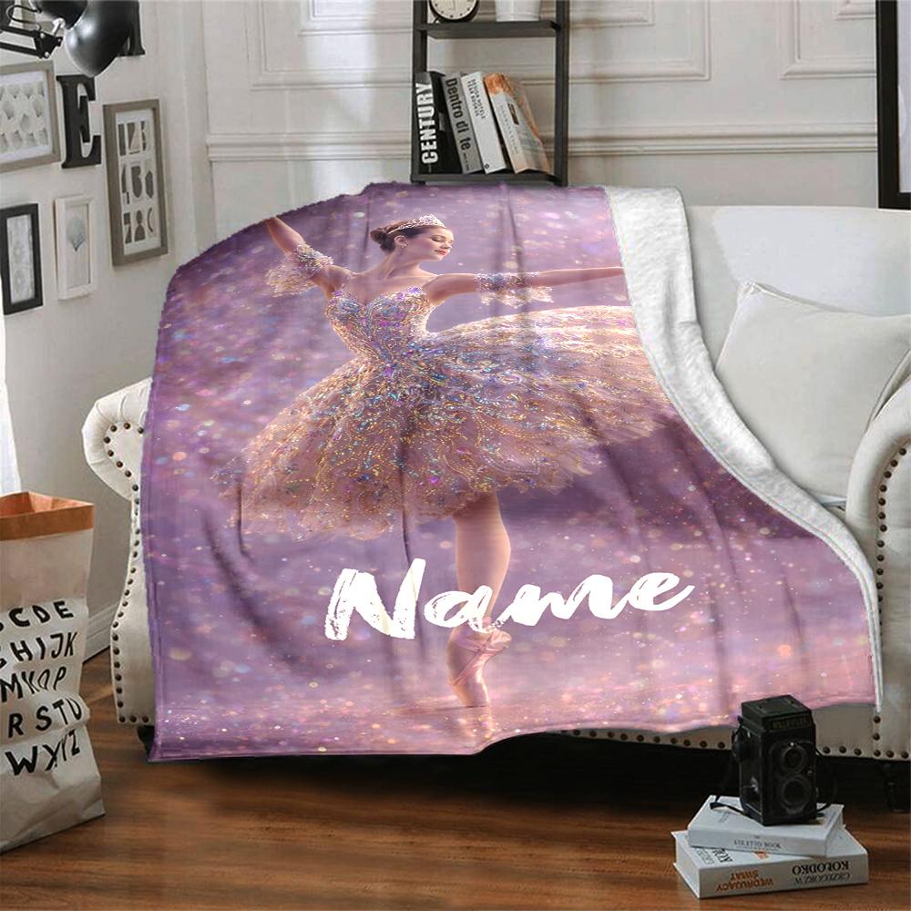 Custom Name ballet Theme Printed Blanket - Perfect for Couch, Bed, Travel & Outdoor Use | Machine Washable, Cozy & Durable.