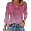 Women's T Shirt Print 3/4 Sleeve Daily Weekend Fashion Basic V- Neck Regular Top