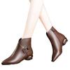 New Fashion Pointed Thick Heel Short Boots Women's Low Heel Belt Buckle Fashion Boots