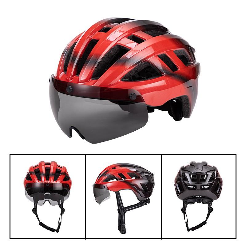 Ventilated Cycling Helmet With Magnetic Snap-on Lens Road Bikes CE Certified Full-Shell Adult Unisex