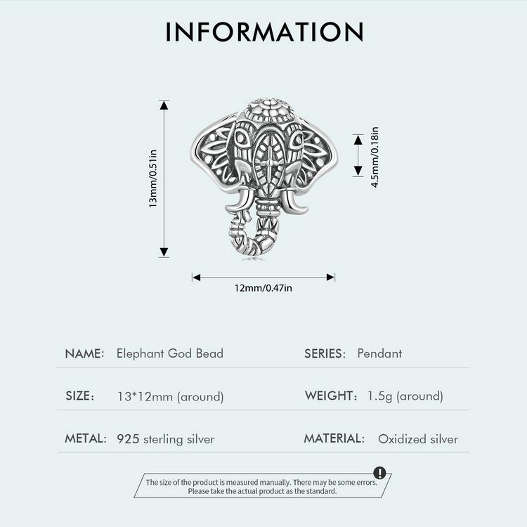 Bisaer Стерлингового Серебра 925 Слон Бог Очарование Винтажный Узор Подвеска Подходит Для Женщин DIY Браслет Ожерелье Ювелирные Изделия